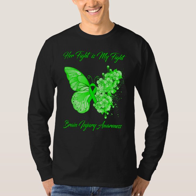 T-shirt Papillon Son Combat Est Mon Combattre Brain Blessu (Devant)