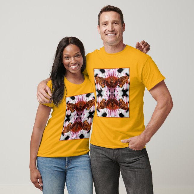 T-shirt Papillon sur coneflower Abstrait (Unisexe)