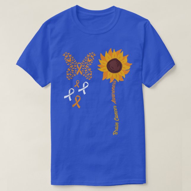 T-shirt Papillon Tournesol Cerveau Sensibilisation au canc (Design devant)