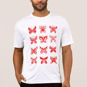 T-shirt Papillon Tribal Rouge Ornemental