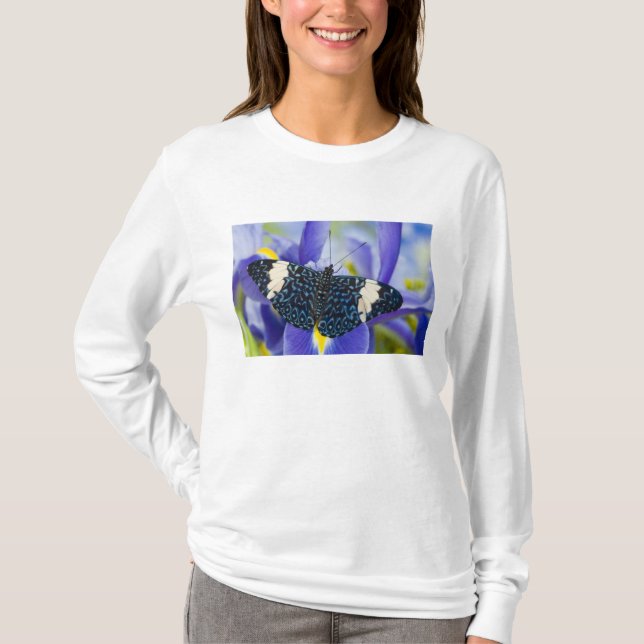 T-shirt Papillon tropical violet iris (Devant)