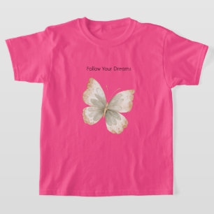 T-shirt Papillon Vert Crème Brun  