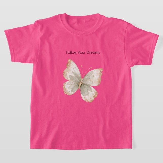 T-shirt Papillon Vert Crème Brun   (Poser)