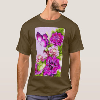 T-shirt Papillon violet motifs floraux