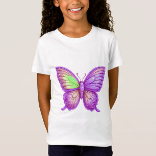 T-Shirt Papillon Violet Vibrant Art pour filles