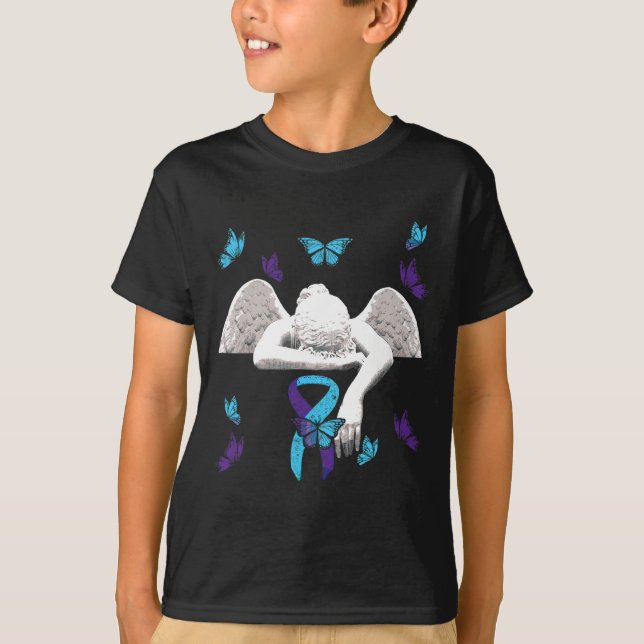 T-shirt Papillons à ruban de l'angle de sensibilisation au (Devant)