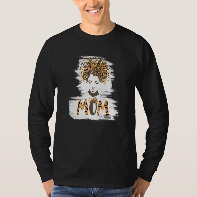 T-shirt Papillons Afro Leopard Messy Bun Maman Motheru2019 (Devant)
