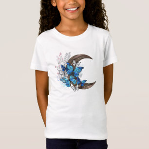 T-Shirt Papillons bleus sur croissant en bois
