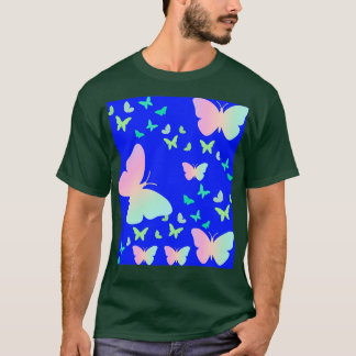 T-shirt Papillons colorés sur Motif bleu