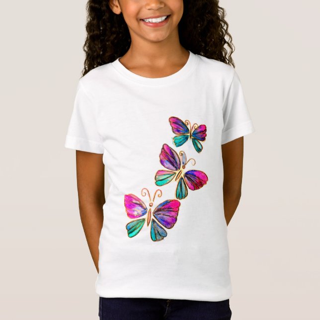 T-Shirt Papillons Colorés Volants (Devant)