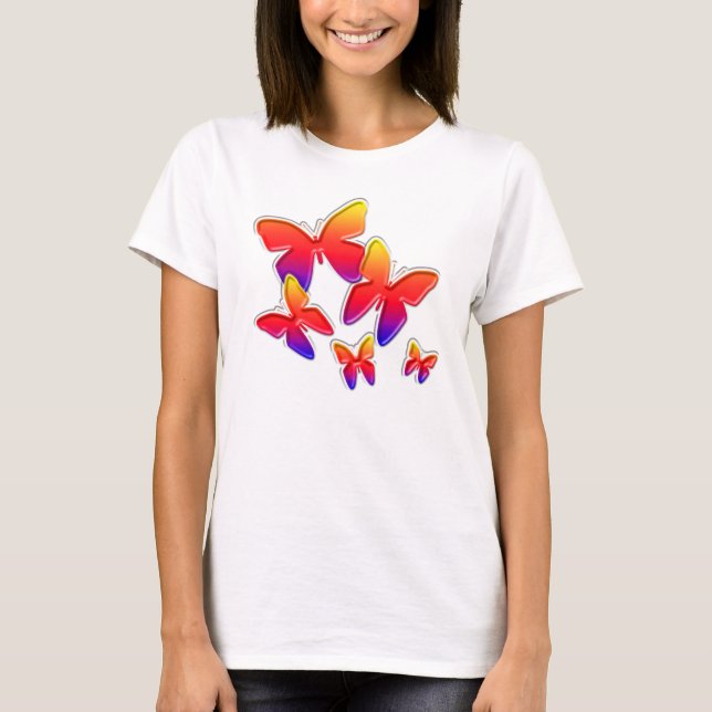 T-shirt Papillons d'arc-en-ciel (Devant)