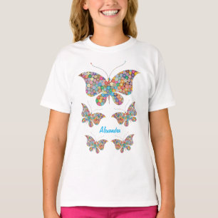 T-shirt Papillons d'art Fleurs Personnaliser le nom