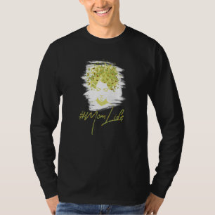 T-shirt Papillons de tournesol Afro Messy Bun Maman Vie Mo