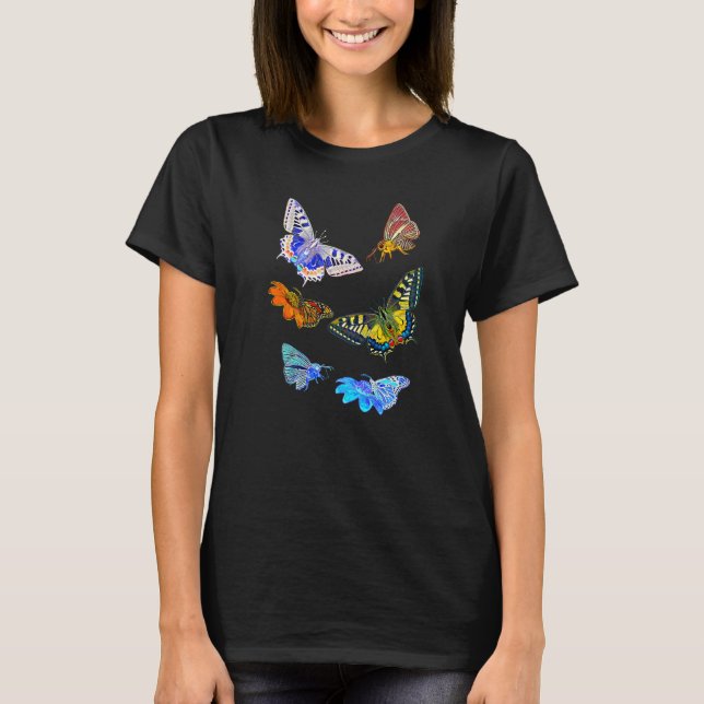 T-shirt Papillons d'Imaginaire colorés Exotiques (Devant)