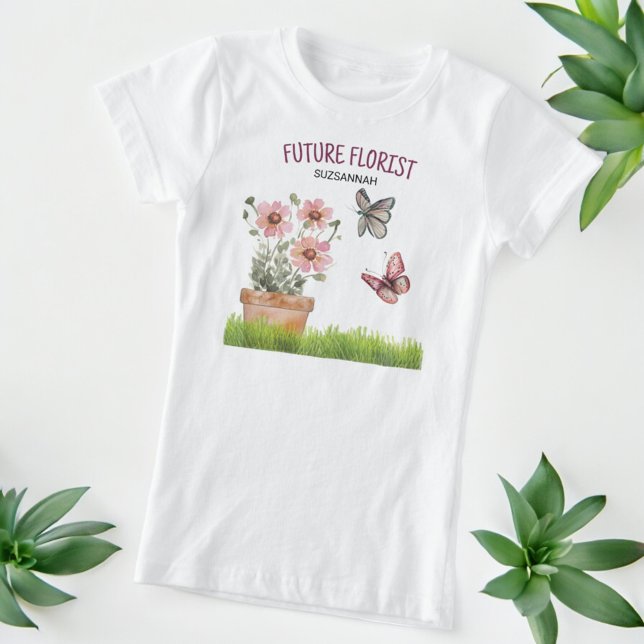 T-Shirt Papillons du jardin floral libellules Aquarelle (Front template text tee shirt design)