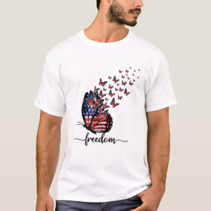 T-shirt Papillons Élégants Drapeau américain Liberté