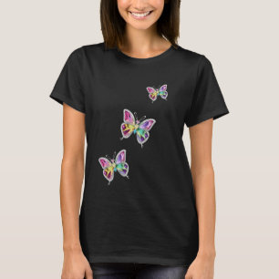 T-shirt Papillons en cristal arc-en-ciel