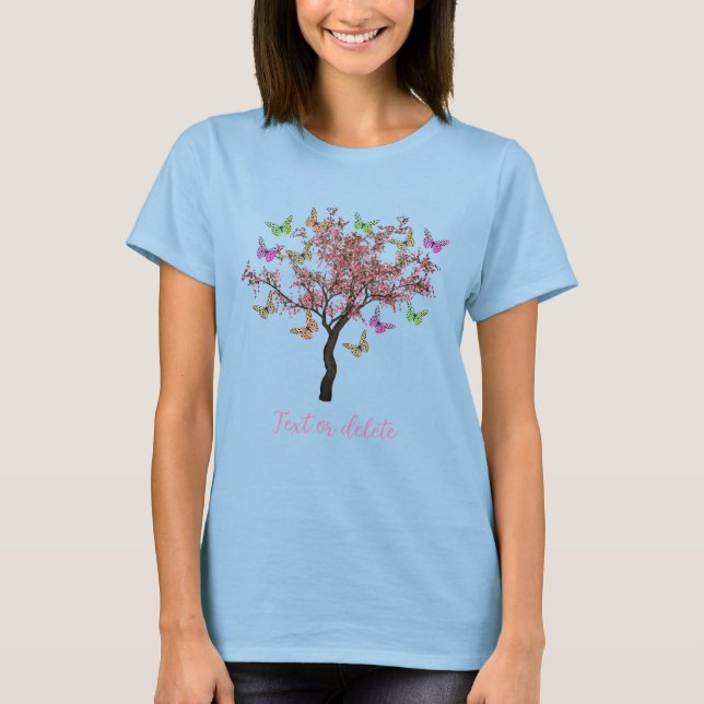 T-shirt Papillons Et Arbre À Fleurs Personnalisés (Devant)