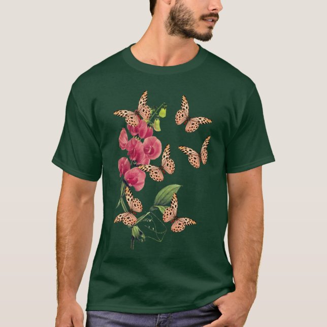 T-shirt Papillons Et Fleur De Pois Doux (Devant)