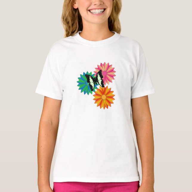 T-shirt Papillons et Fleurs (Devant)