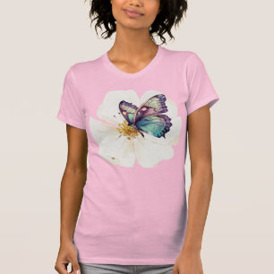 T-shirt Papillons et fleurs aquarelles