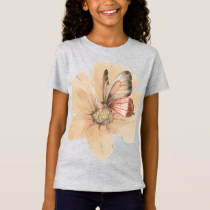 T-Shirt Papillons et fleurs aquarelles