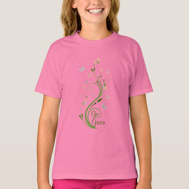 T-shirt Papillons et vigne verte (Devant)