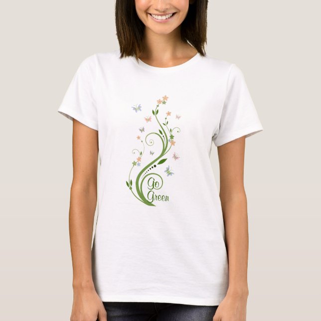 T-shirt Papillons et vigne verte (Devant)