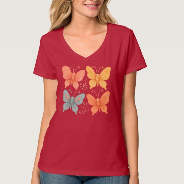 T-shirt Papillons Fantaisistes (Devant)