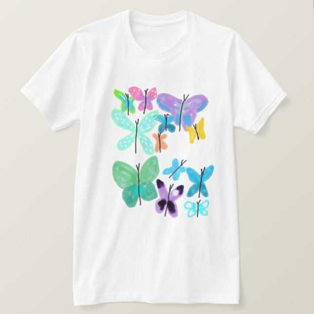T-shirt Papillons Funky Art Abstrait à Porter (Design devant)