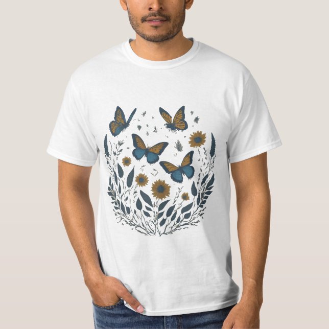 T-shirt papillons gracieux sur un papier doux (Devant)