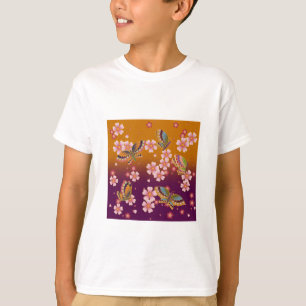 T-shirt Papillons japonais au milieu des fleurs de Sakura