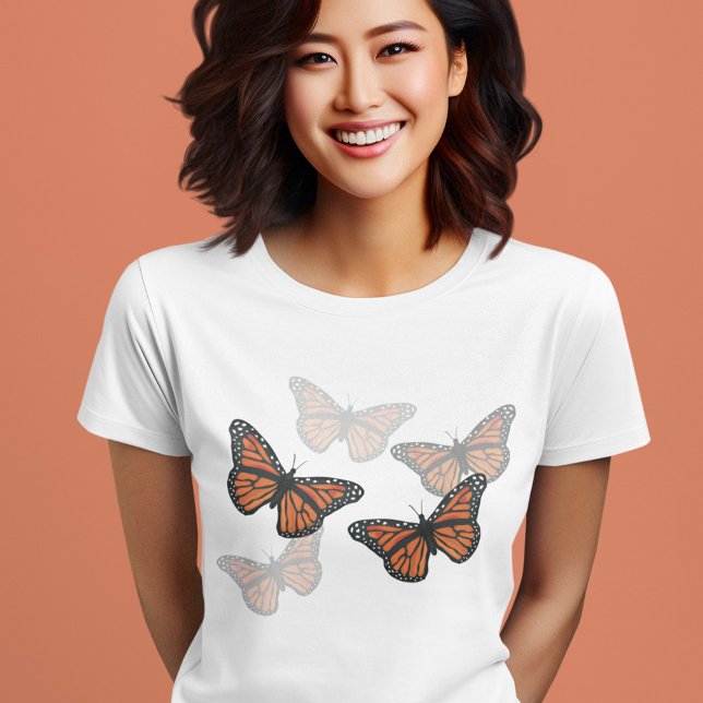 T-shirt Papillons monarques botaniques simples (Monarch butterflies t shirt design. )