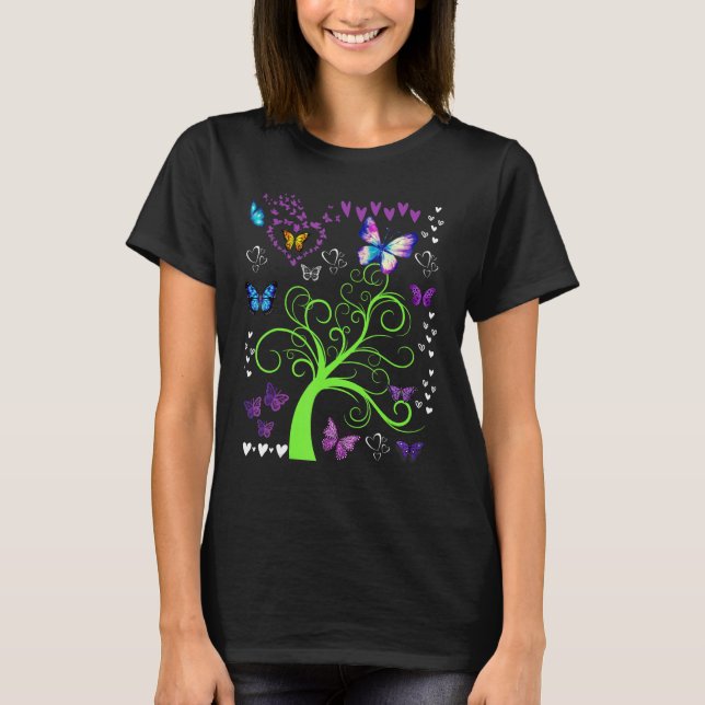 T-shirt Papillons Papillons Cercle Les Arbres S'Amusent Tr (Devant)