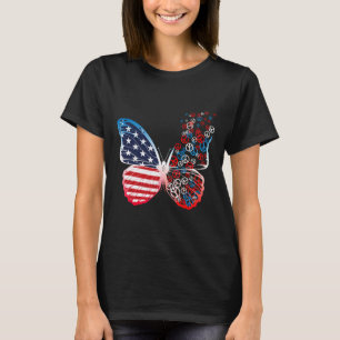 T-shirt Papillons Patriotiques Signes De Paix 4 Juillet Dr