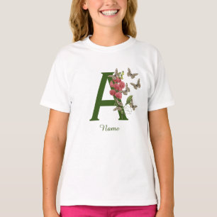T-shirt Papillons Pois doux Monogramme initial A Votre Nom