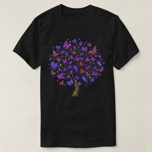 T-shirt Papillons pourpres de l'animal Arbre Papillon natu (Design devant)