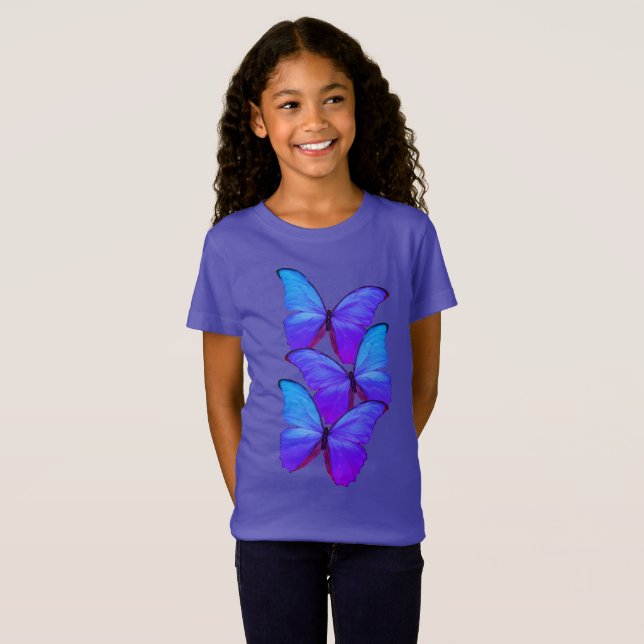 T-Shirt Papillons Tee - shirts pourpres/bleus (Devant entier)