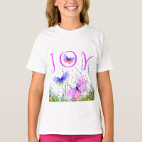 T-shirt papillons volants avec texte - Joy