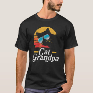 T-shirt Papou Chat Style Vintage Années 80 Chat Rétro Lune
