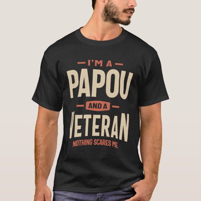 T-shirt Papou sans peur - Vétéran et fier (Devant)