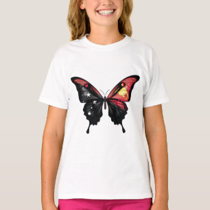 T-shirt Papouasie-Nouvelle-Guinée Drapeau à papillon noir
