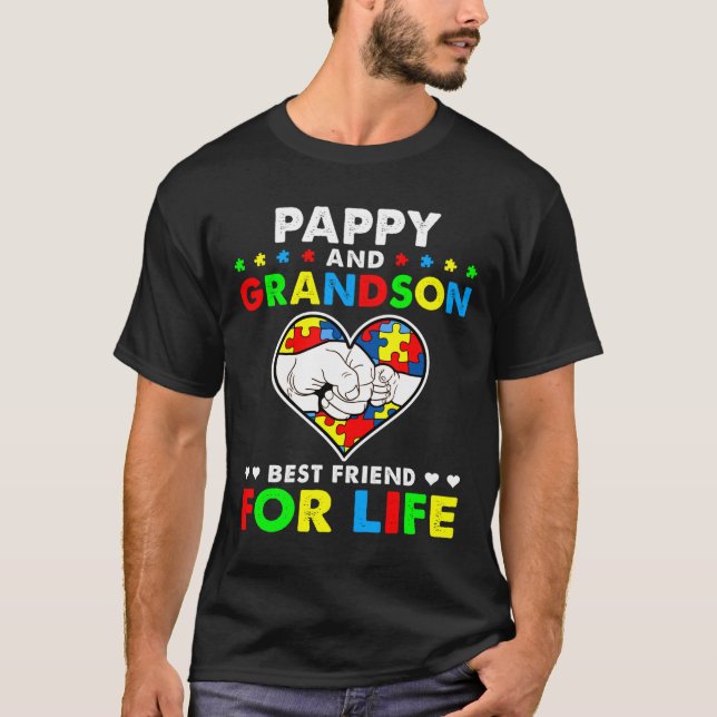 T-shirt Pappy Et Grand-Fils Meilleur Ami Pour La Vie Autis (Devant)