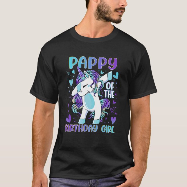 T-shirt Pappy of the Birthday Party Girl Dabbing Unicorn 2 (Devant)