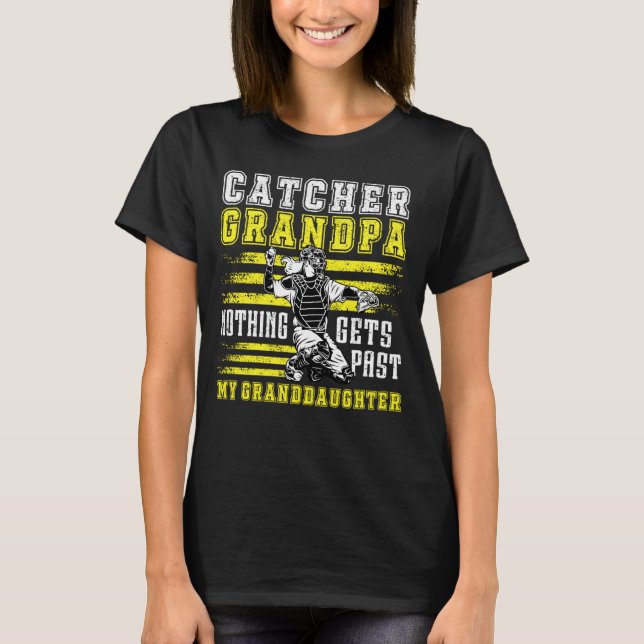 T-shirt Papy attrapeur de softball Papy fier d'un attrapeu (Devant)