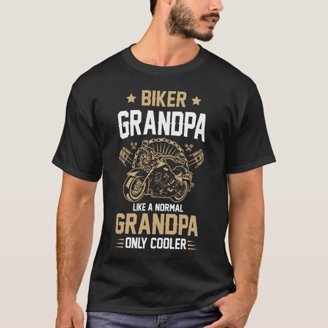 T-shirt Papy motard Fête des pères comme un papy normal  (Devant)