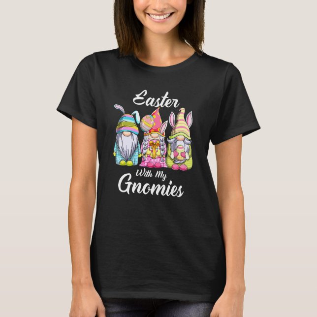 T-shirt Pâques Avec Mes Gnomies Mignons Lapins Gnomes Pâqu (Devant)