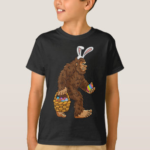 T-shirt Pâques Bigfoot Avec Panier Oeufs Fun Boys Enfants 