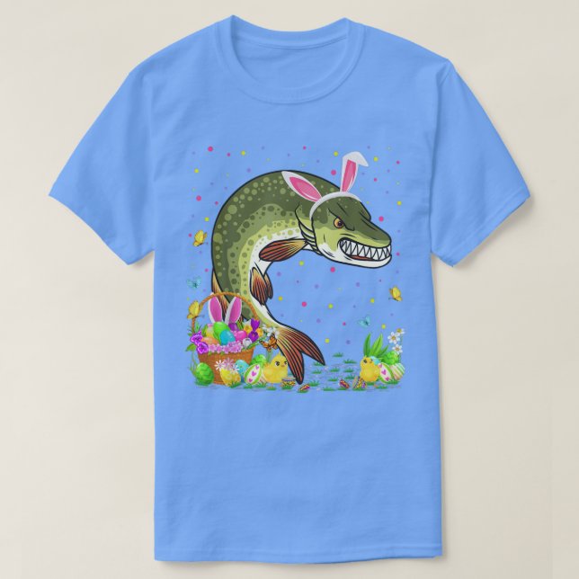 T-shirt Pâques brochet Poisson lapin Oeuf chasse brochet P (Design devant)