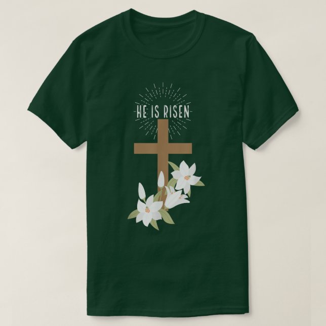T-shirt Pâques chrétien Il est ressuscité Jésus Joyeux cro (Design devant)